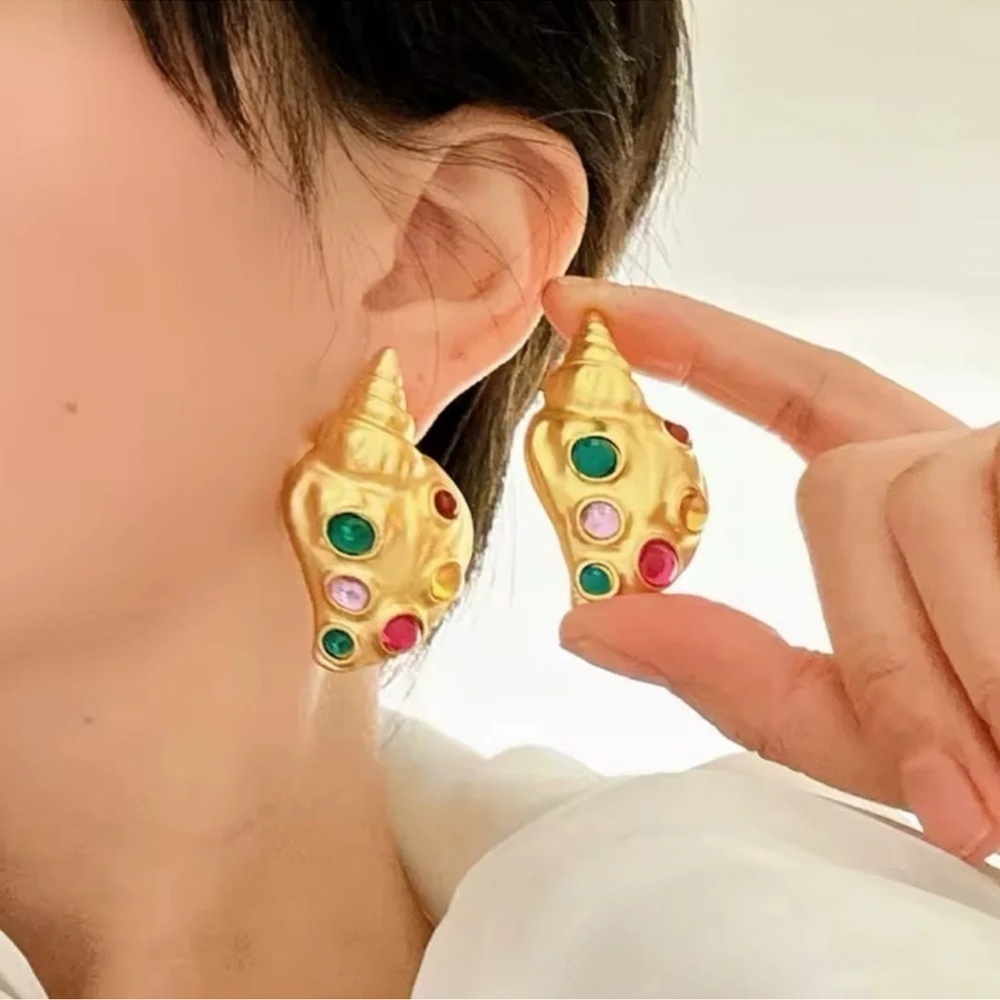 Zara Gold Colorful Shell Earrings - Picture 14 of 14